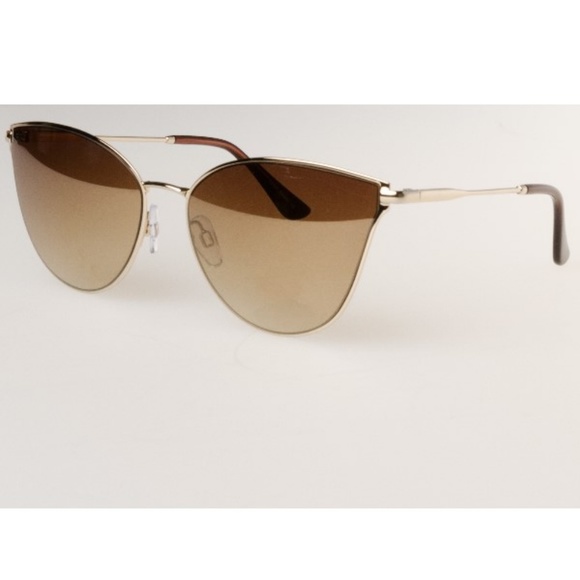 GOLD CAT EYE MIRRORED SUNGLASSES GOLD LENS - Picture 4 of 5